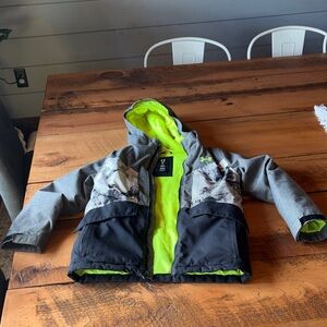Under Armour Boys' Gray, Black & Neon Green Hooded Winter Coat